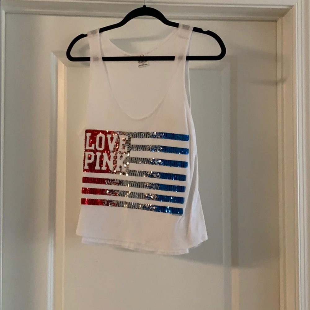 Victoria’s Secret PINK American Flag Sequin Crop